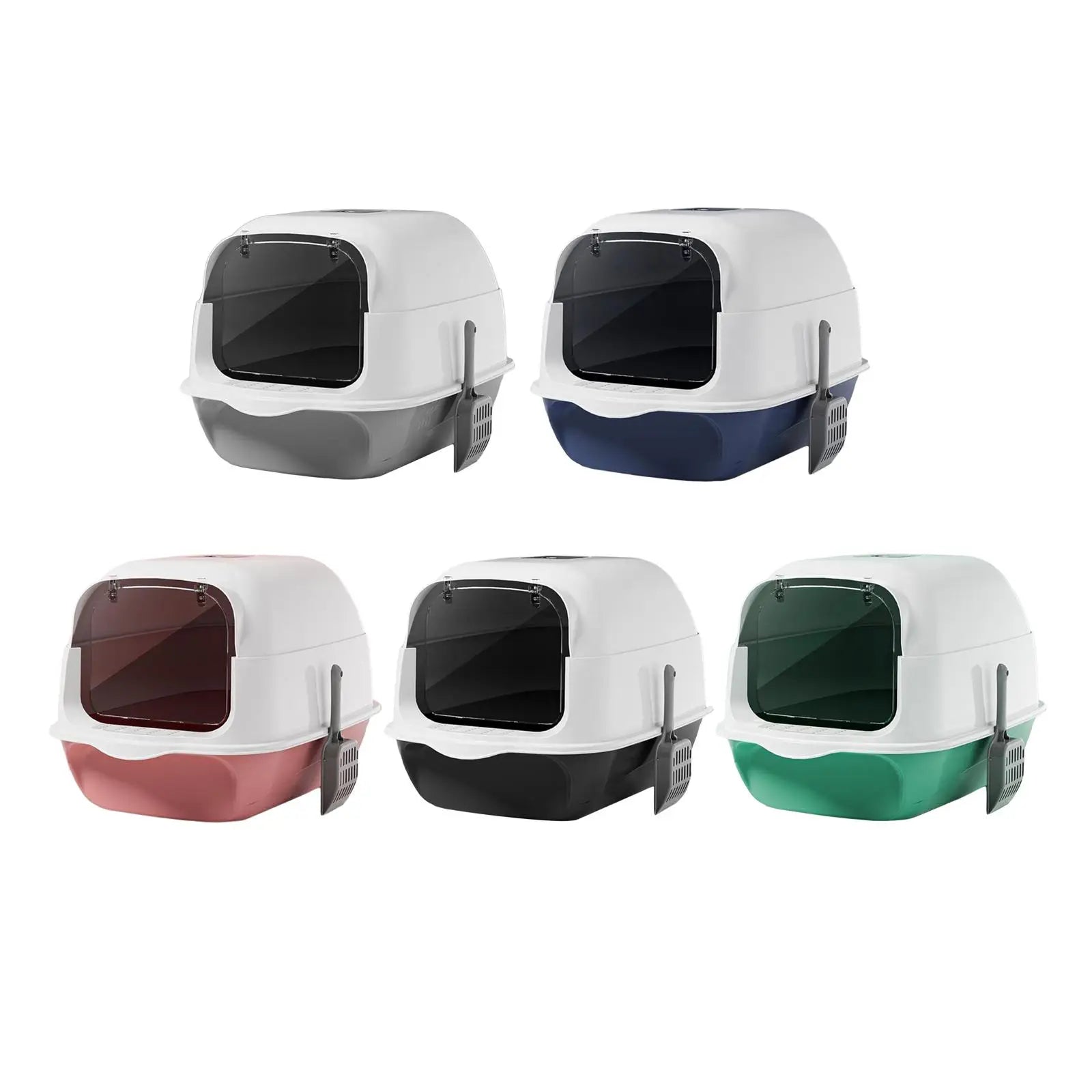 Hooded Cat Litter Box with Lid Large Capacity Cat Toilet with Front Door Flap Removable Large Reusable Sandbox Kitty Litter Tray