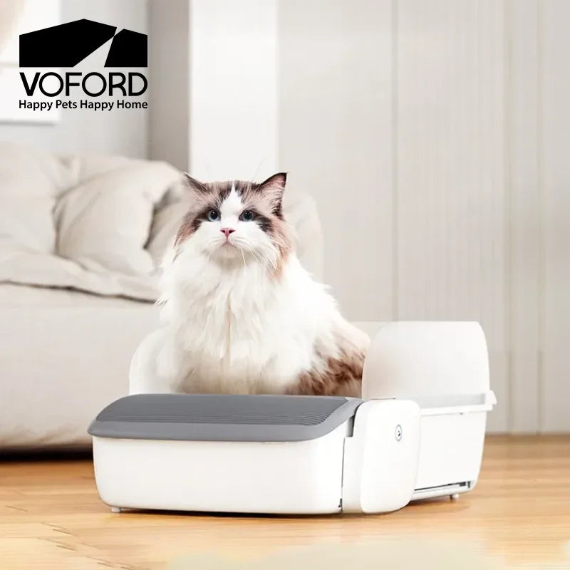 Self-Cleaning Cat Litter Box, 0.31'' New Slim Scooper, Automatic Smart Litter Box with App Control,Anti-Pinch,Odor-Free for Cats